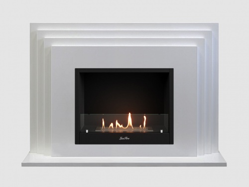 Каминный портал МДФ "Амстердам 1100" с биокамином Lux Fire "Фаер Бокс 1-25.5" (белый)