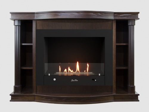 Каминный портал МДФ "Андерсен 1400" с биокамином Lux Fire "Фаер Бокс 4 - 33" (темный орех)