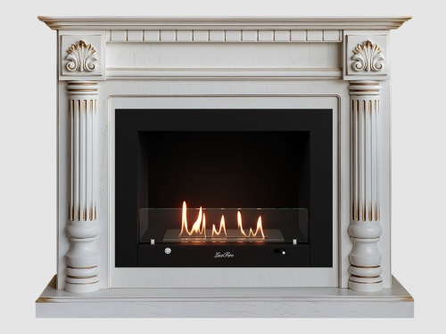 Каминный портал МДФ "Македония 1250" с биокамином Lux Fire "Фаер Бокс 3-25.5" (белый)