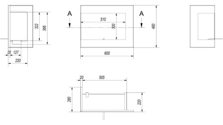Биокамин Kratki DELTA/L/600 угловая по цене €447