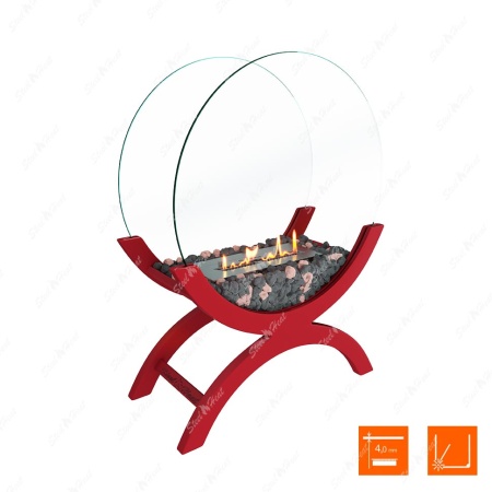 Биокамин напольный SteelHeat WOOD 600 красный по цене 47 800 руб.